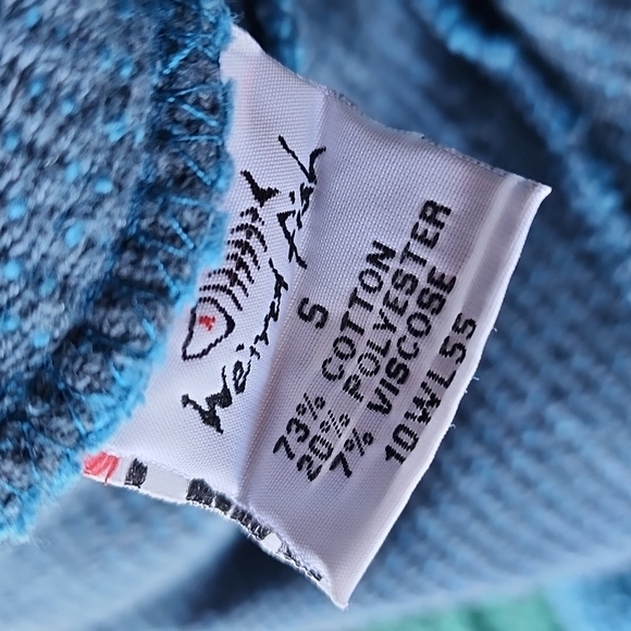 Weird Fish Macaroni Knit 1/4 Zip Pullover Sweater Teal sz S Women's Jumper - Picture 7 of 7